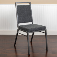 Flash Furniture FD-LUX-SIL-DKGY-GG HERCULES Series Square Back Stacking Banquet Chair in Dark Gray Fabric with Silvervein Frame